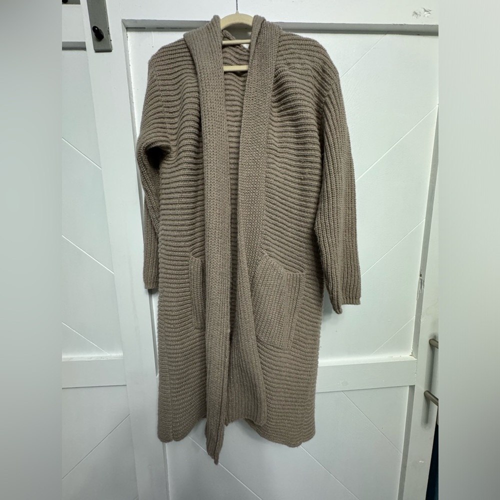 SHEIN Taupe Long Ribbed Open-Front Cardigan - Picture 5 of 5